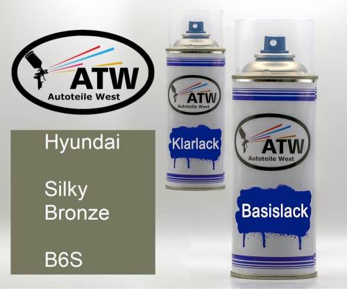 Hyundai, Silky Bronze, B6S: 400ml Sprühdose + 400ml Klarlack - Set, von ATW Autoteile West.